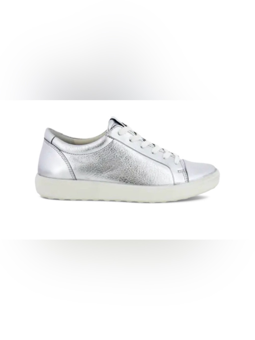 New Ecco Womens Soft 7 Mono 2.0 Silver Metallic Low-Top Sneaker Danish Design